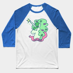 Green Haired Unicorn Baseball T-Shirt